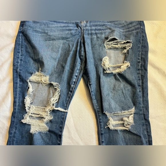 American Eagle Next Level Stretch Hi-Rise Jegging Distressed Blue Jeans 18 Short - Picture 2 of 16
